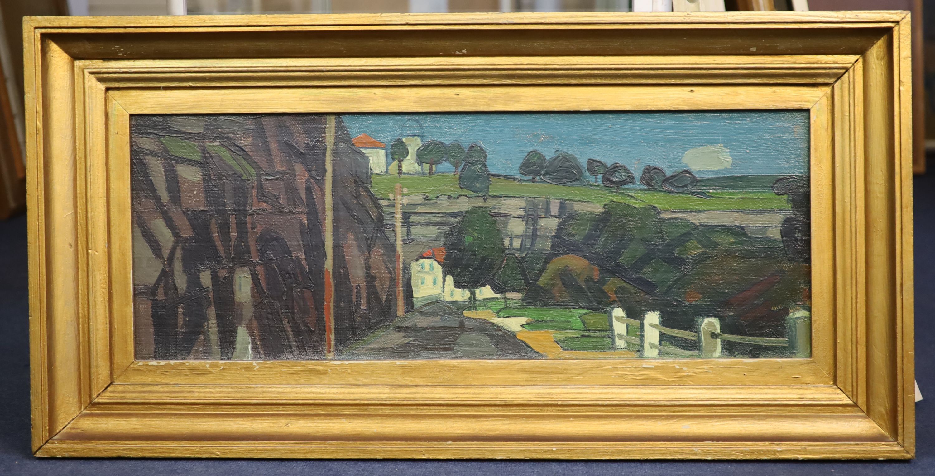 Albert Schnyder-Delsberg (1898-1989), Les Roches (Remonot) 1952, oil on canvas, 32 x 81cm